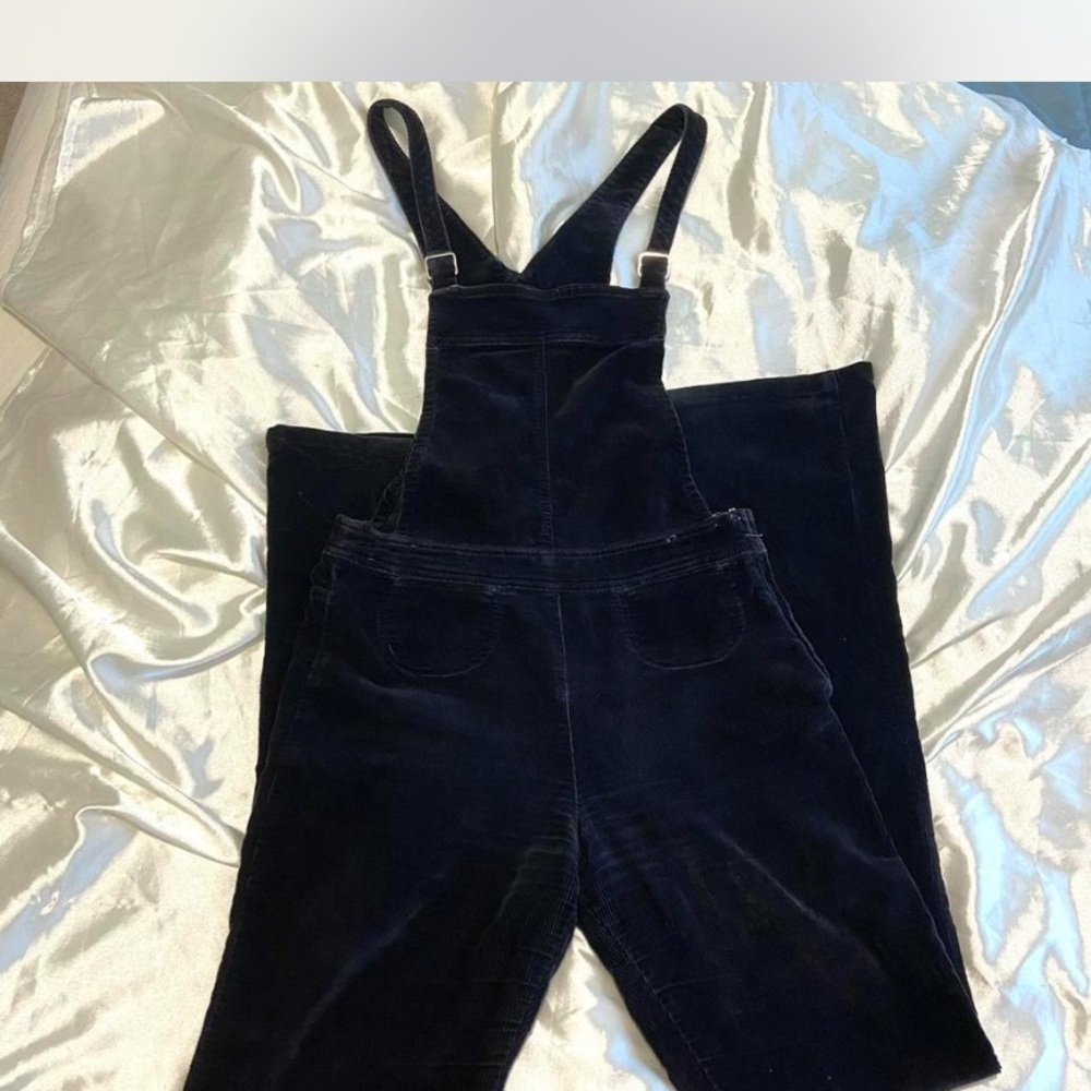 Zara Women's Dark Blue Corduroy Overalls